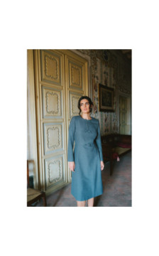 S413 Sukienka z kokardkami - szara