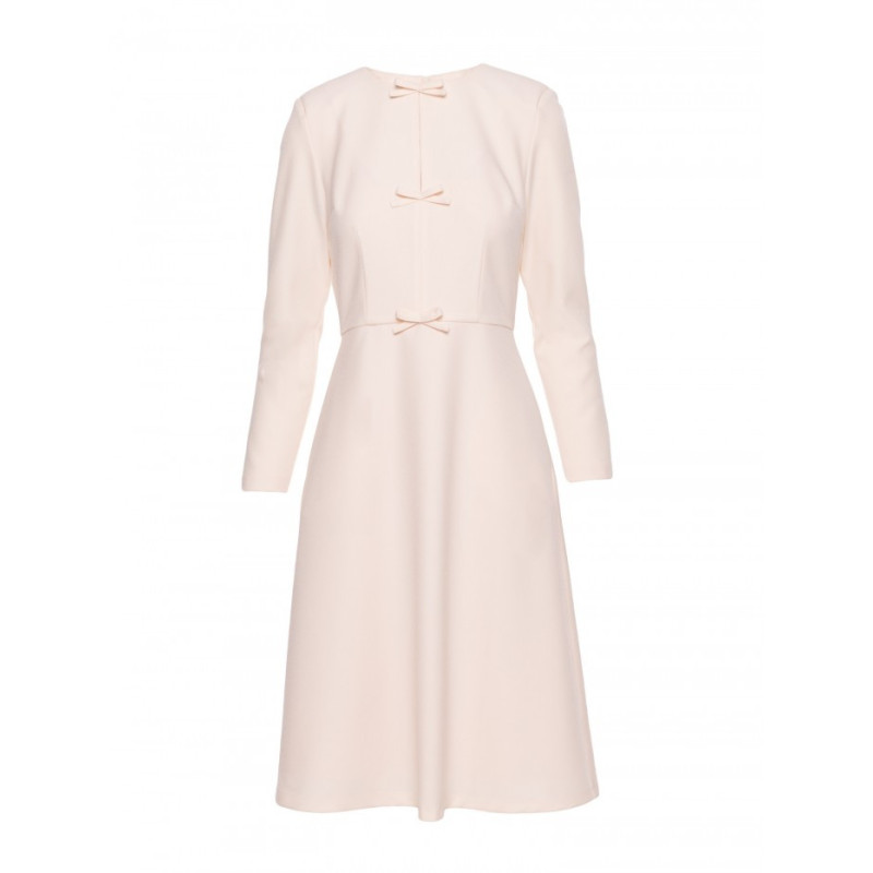 S414 Sukienka z kokardkami - kość słoniowa