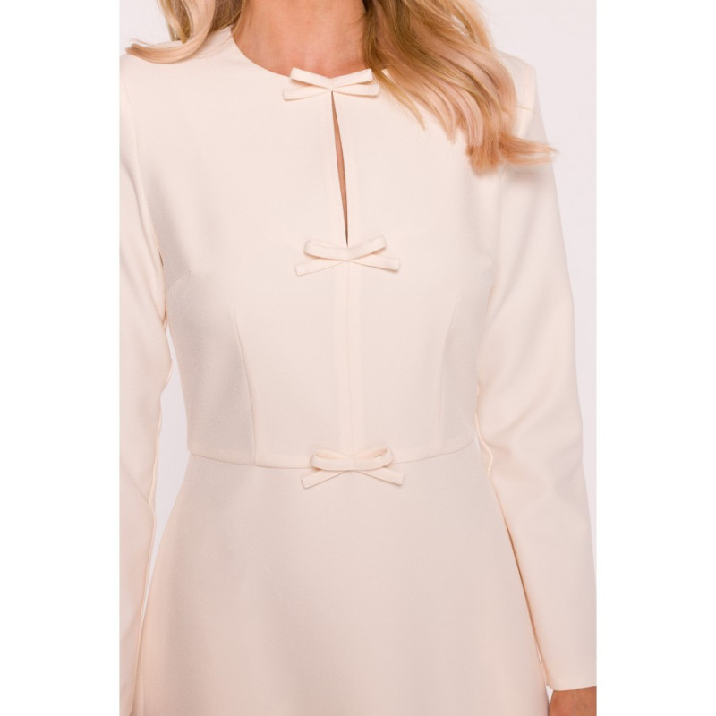 S414 Sukienka z kokardkami - kość słoniowa