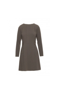 S419 Sukienka z ozdobnymi guzikami w talii - khaki