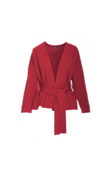B297 Blezer narzutka z paskiem - bordowy