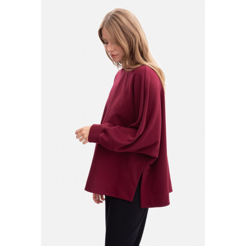 B306 Bluza oversize z rozcięciami - burgundowa