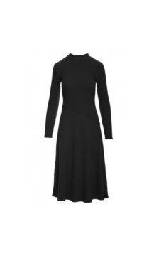 B299 Sukienka z dzianiny prążkowanej - czarna