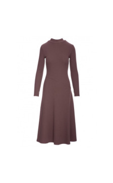 B299 Sukienka z dzianiny prążkowanej - brązowa