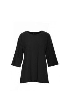 B301 Bluzka z dzianiny prążkowanej - czarna