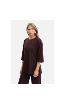 B301 Bluzka z dzianiny prążkowanej - gorzka czekolada