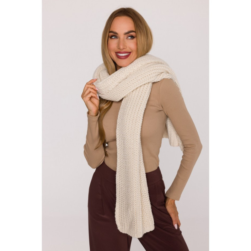 M896 Szal splot prążkowany - ecru