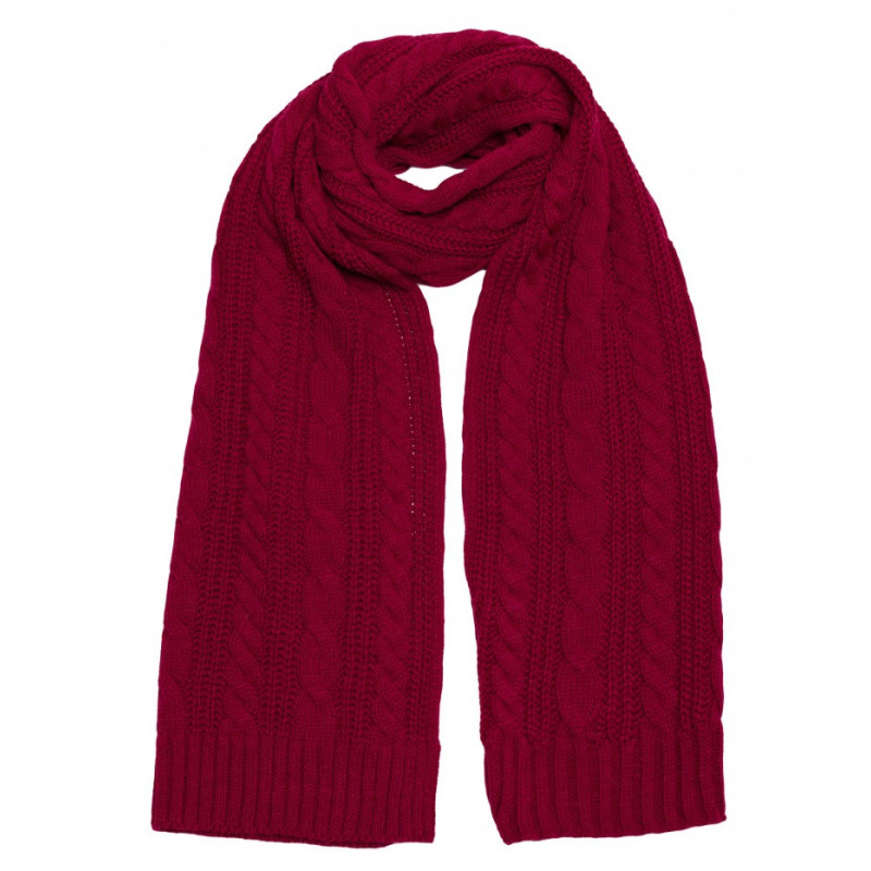 M898 Szal splot warkocz - bordowy