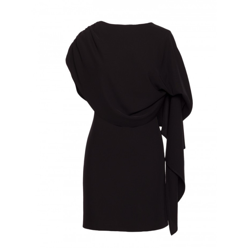 S423 Sukienka z peleryną - czarna