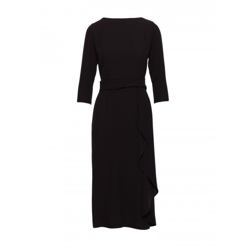 S425 Sukienka z falbaną - czarna