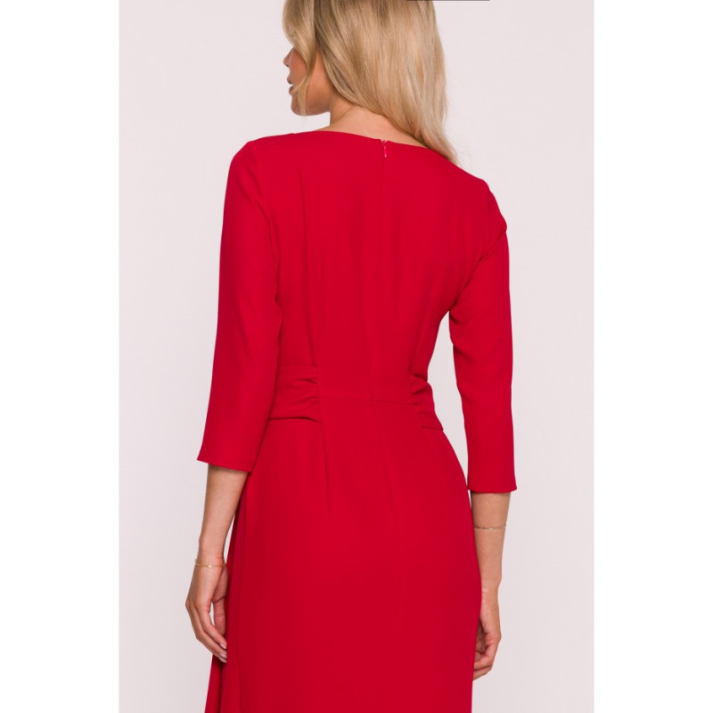 S425 Sukienka z falbaną - czerwona