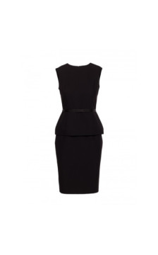 S427 Sukienka ołówkowa z baskinką - czarna