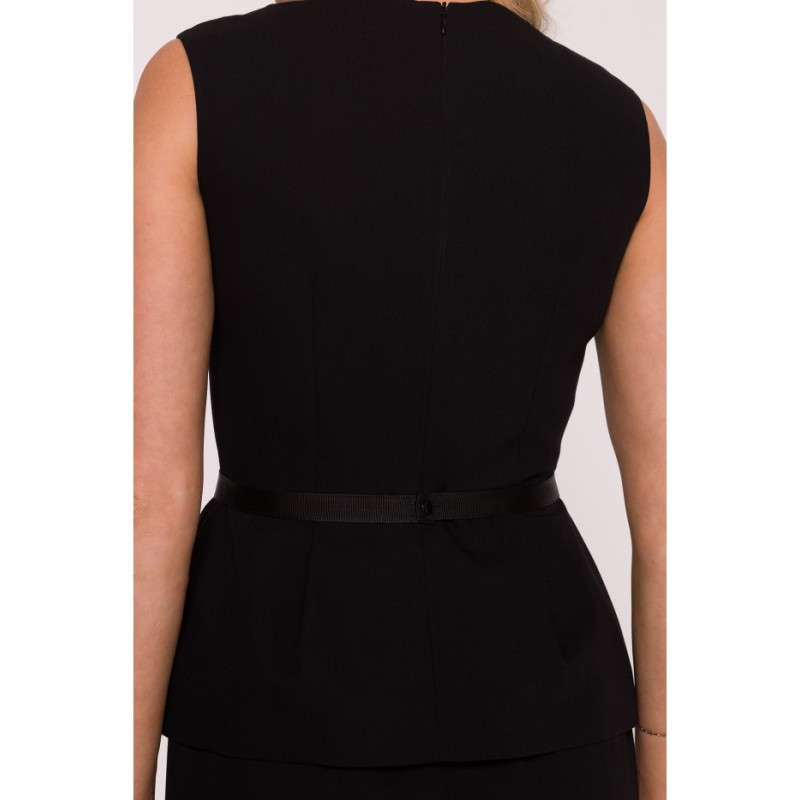 S427 Sukienka ołówkowa z baskinką - czarna