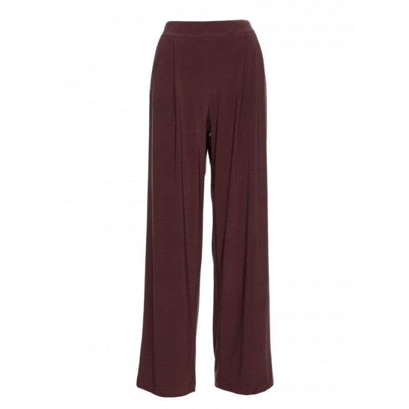 M890 Komplet z marszczoną bluzką i szerokimi spodniami - brązowy