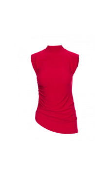 M890 Komplet z marszczoną bluzką i szerokimi spodniami - czerwony