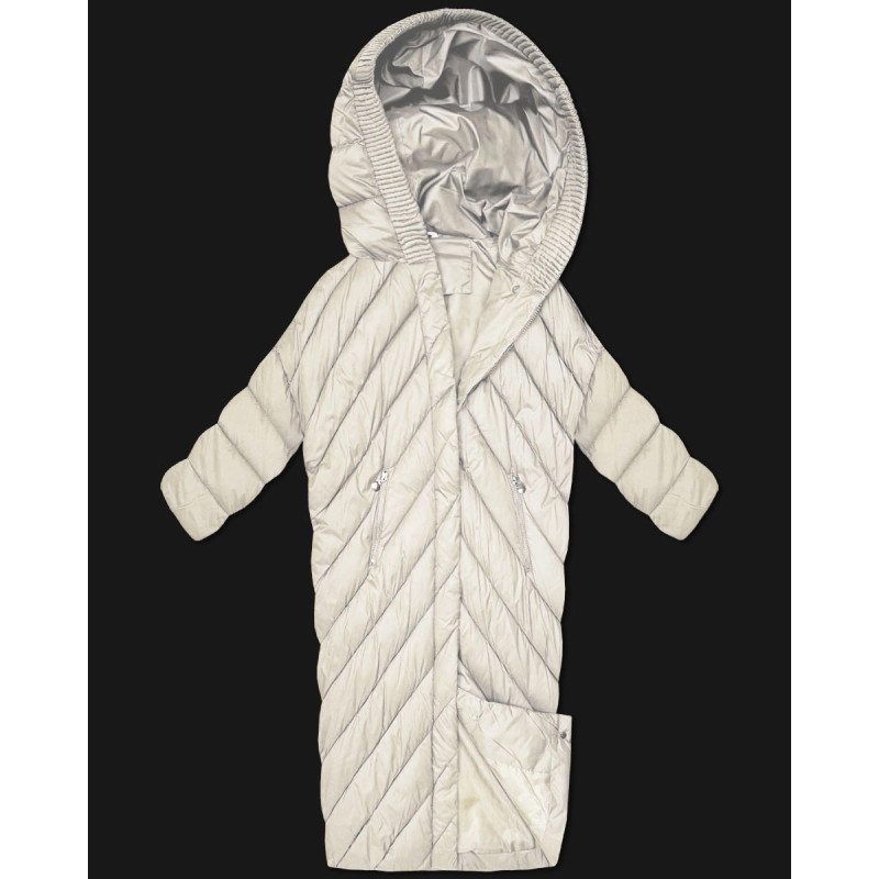 LONG JACKET WITH HOOD BLACK (PM7231) striukė