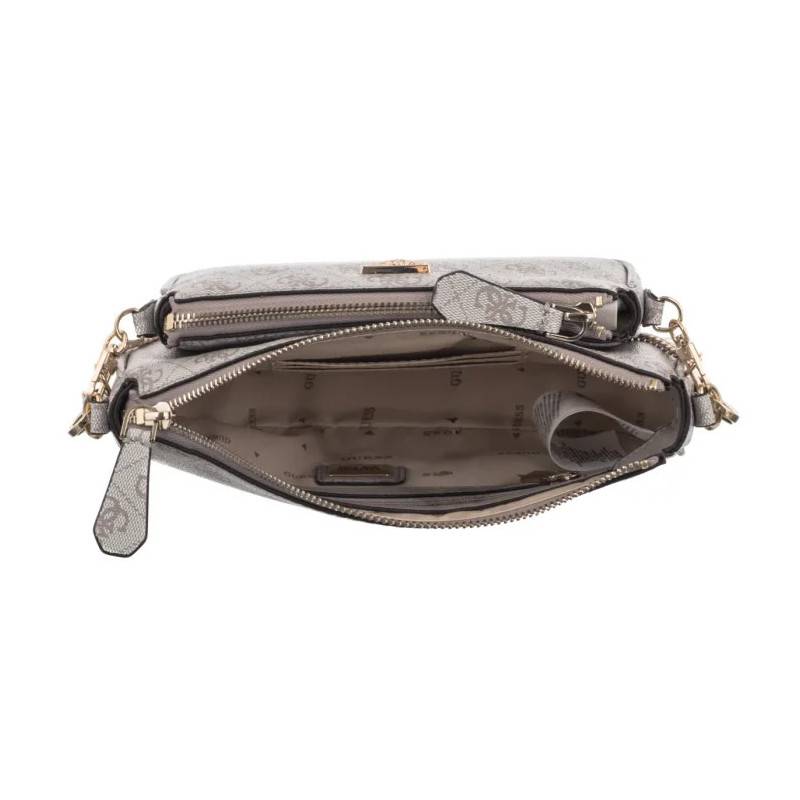 Guess Noelle II Dbl Pouch Crossbody HWBG96 72710 Dark Taupe Logo  (GU758-c) handbag