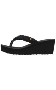 Tommy Hilfiger TH Wedge Braided Summer Sandal Black FW0FW09198 BDS (TH1441-b) shoes