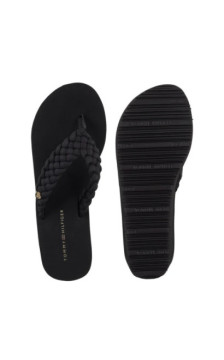Tommy Hilfiger TH Wedge Braided Summer Sandal Black FW0FW09198 BDS (TH1441-b) shoes