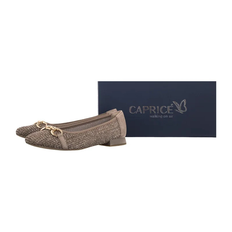 Caprice Brązowe 9-22503-42 326 Mud Comb (CP396-d) ballerinas
