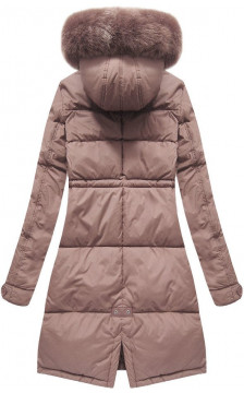 LONG HOODED WINTER JACKET VINTAGE PINK (7752) striukė