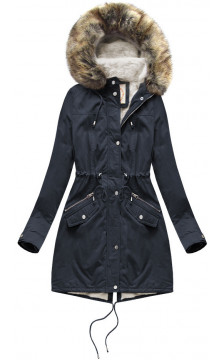 FUR HOODED PARKA NAVY BLUE (7602BIG) striukė
