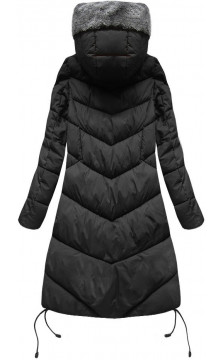LONG HOODED WINTER JACKET BLACK (7755) striukė