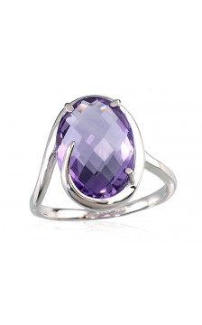 Gold ring 1100022(Au-W)_AM, White Gold 585°, Amethyst