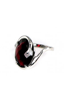 Gold ring 1100022(Au-W)_GR, White Gold 585°, Garnet