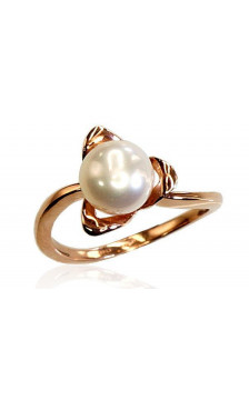 Gold ring 1100030(Au-R)_PE, Red Gold 585°, Fresh-water Pearl