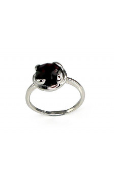 Gold ring 1100055(Au-W)_GR, White Gold 585°, Garnet