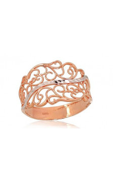 Gold ring 1100082(Au-R+PRh-W), Red Gold 585°, Rhodium (Plating)