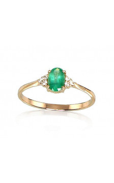Gold ring 1100091(Au-R+PRh-W)_DI+EM, Red Gold 585°, Rhodium (Plating) , Diamonds , Emerald