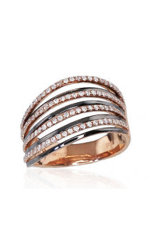 Gold ring 1100103(Au-R+PRh-Bk)_DI, Red Gold 750°, Rhodium (Plating) , Diamonds