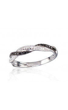 Gold ring 1100122(Au-W+PRh-Bk)_DI+DIBk, White Gold 585°, Rhodium (Plating) , Diamonds , Diamonds (Black)