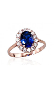 Gold ring 1100128(Au-R)_CZ+CZ-B, Red Gold 585°, Zirkons