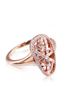 Gold ring 1100141(Au-R)_DI, Red Gold 585°, Diamonds