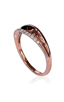 Gold ring 1100163(Au-R+PRh-W)_DI, Red Gold 585°, Rhodium (Plating) , Diamonds