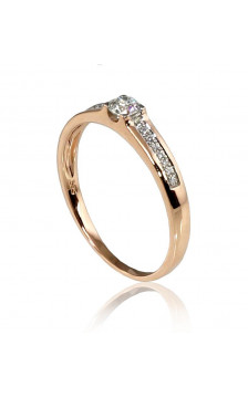 Gold ring 1100190(Au-R+PRh-W)_DI, Red Gold 585°, Rhodium (Plating) , Diamonds