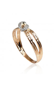 Gold ring 1100199(Au-R+PRh-W)_DI, Red Gold 585°, Rhodium (Plating) , Diamonds