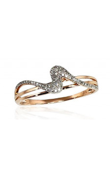 Gold ring 1100201(Au-R+PRh-W)_DI, Red Gold 585°, Rhodium (Plating) , Diamonds