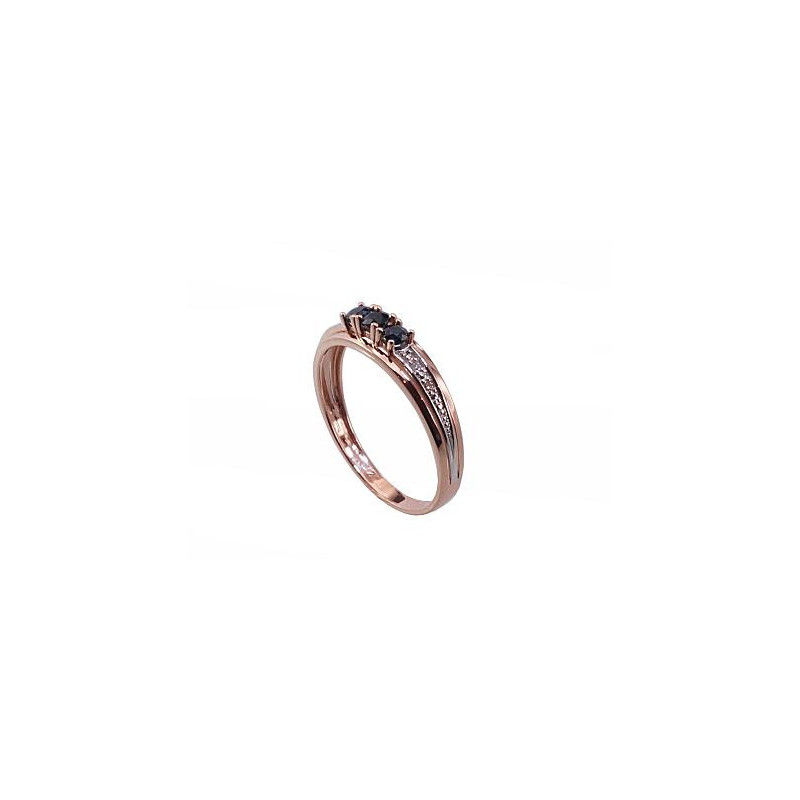 Gold ring 1100372(Au-R+PRh-W)_DI+SA, Red Gold 585°, Rhodium (Plating) , Diamonds , Sapphire
