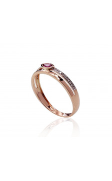 Gold ring 1100418(Au-R+PRh-W)_DI+RB, Red Gold 585°, Rhodium (Plating) , Diamonds , Ruby