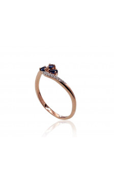 Gold ring 1100420(Au-R+PRh-W)_DI+SA, Red Gold 585°, Rhodium (Plating) , Diamonds , Sapphire