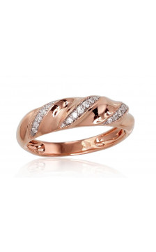 Gold ring 1100424(Au-R+PRh-W)_DI, Red Gold 585°, Rhodium (Plating) , Diamonds