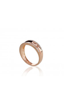 Gold ring 1100464(Au-R+PRh-W)_CZ, Red Gold 585°, Rhodium (Plating) , Zirkons