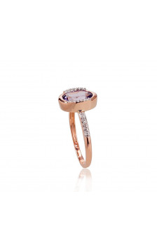 Gold ring 1100523(Au-R+PRh-W)_DI+AM, Red Gold 585°, Rhodium (Plating) , Diamonds , Amethyst