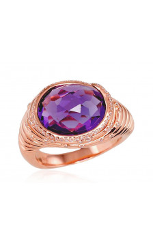 Gold ring 1100532(Au-R)_DI+AM, Red Gold 585°, Diamonds , Amethyst