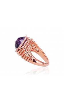 Gold ring 1100532(Au-R)_DI+AM, Red Gold 585°, Diamonds , Amethyst