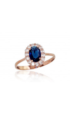 Gold ring 1100540(Au-R)_CZ+CZ-B, Red Gold 585°, Zirkons